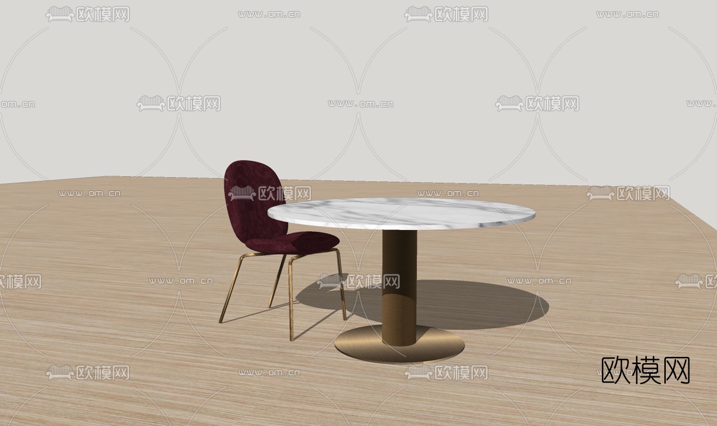 现代桌椅组合免费su模型下载