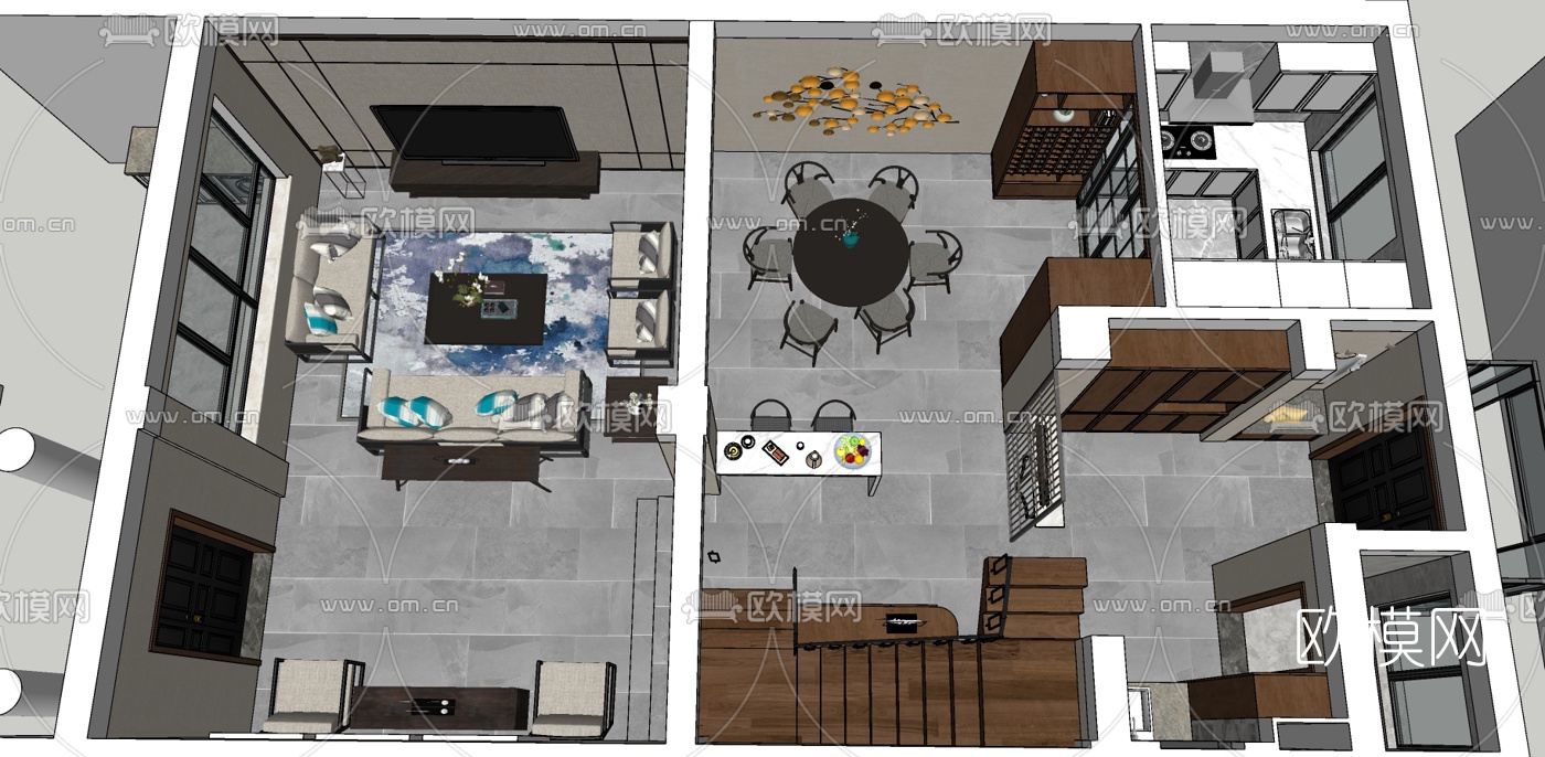 新中式客餐厅下载（渲染图5）