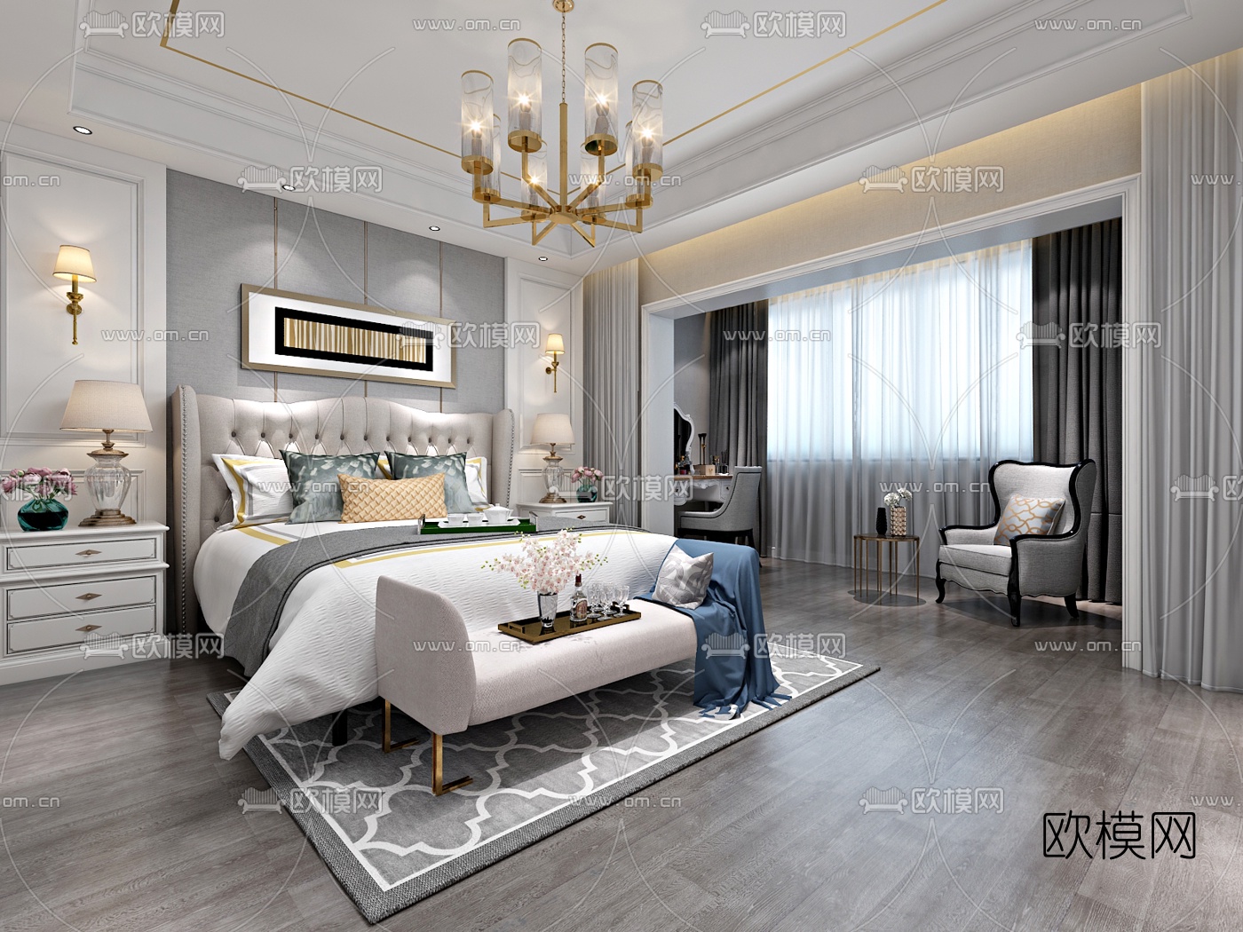 后现代卧室3d模型下载