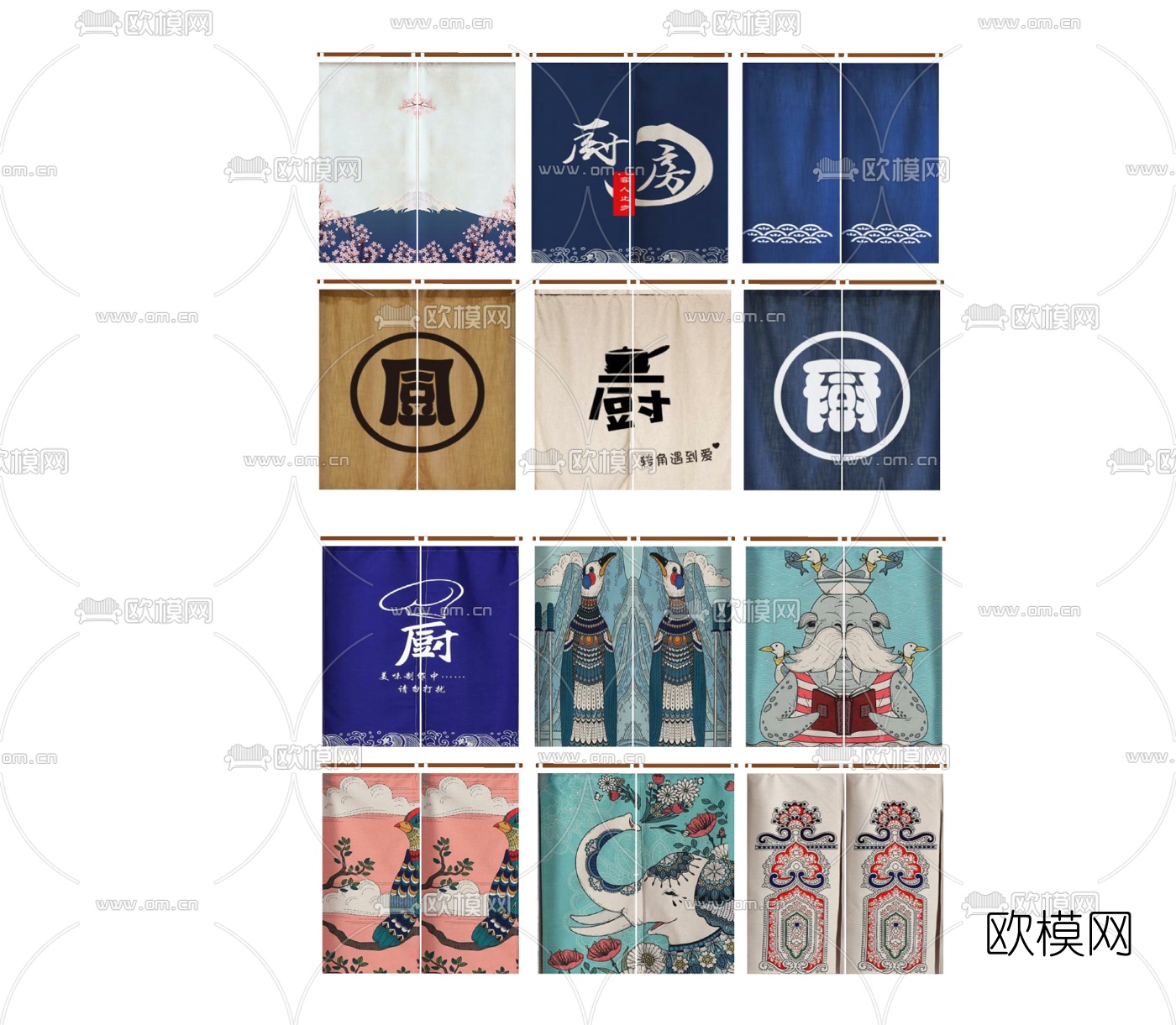 日式布艺挂帘su模型下载