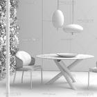 意大利Minotti品牌 现代圆形大理石餐桌椅3d模型