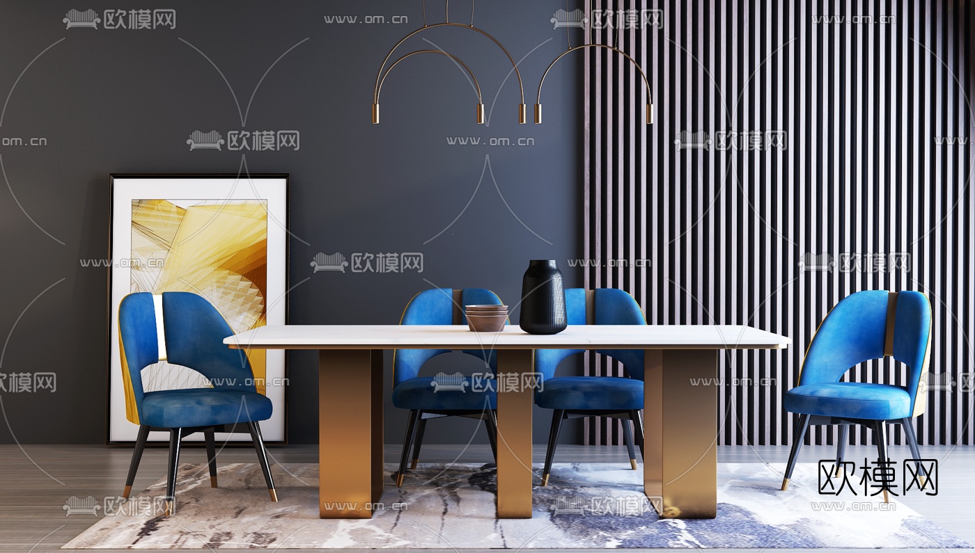 现代轻奢餐桌椅3d模型