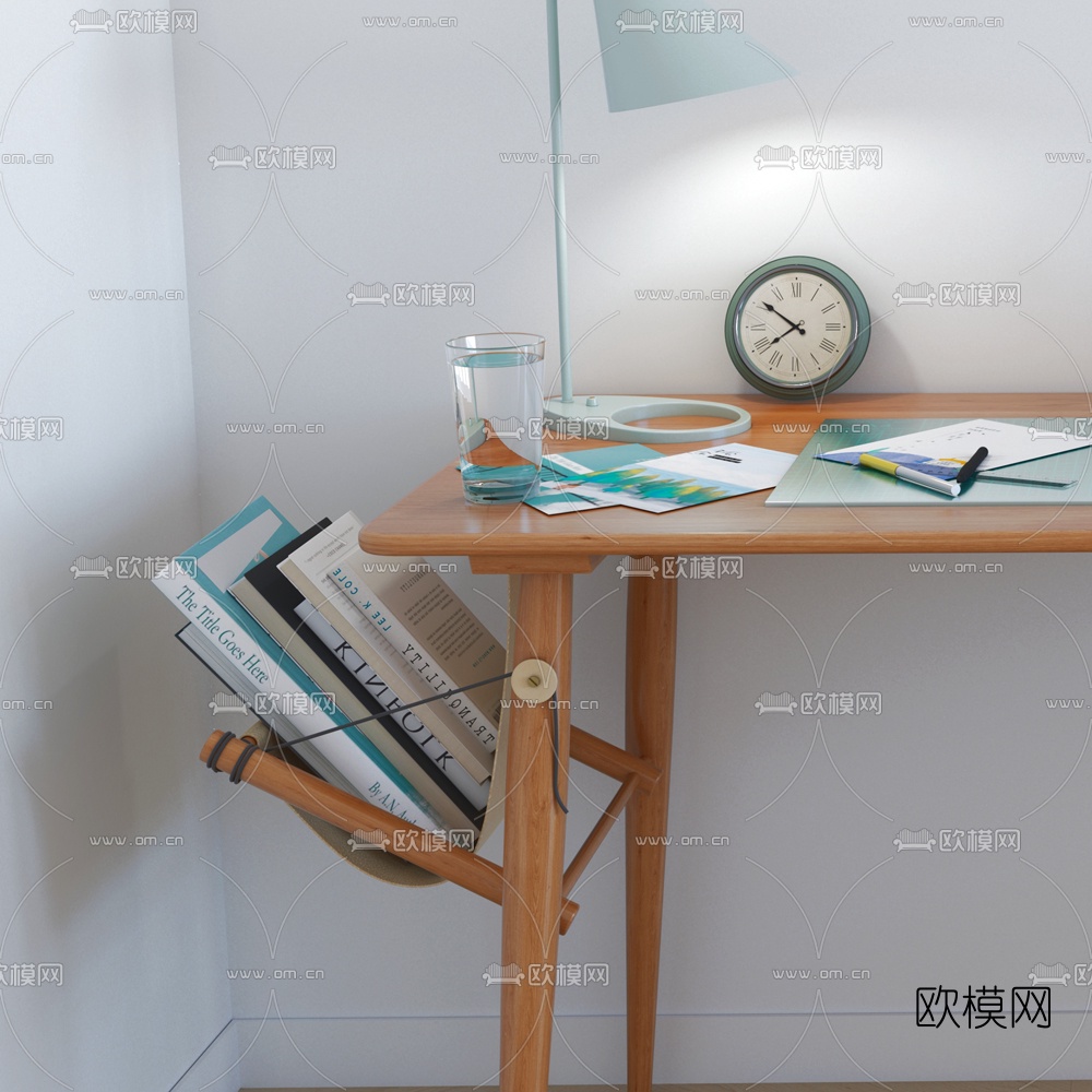 北欧实木书桌3d模型