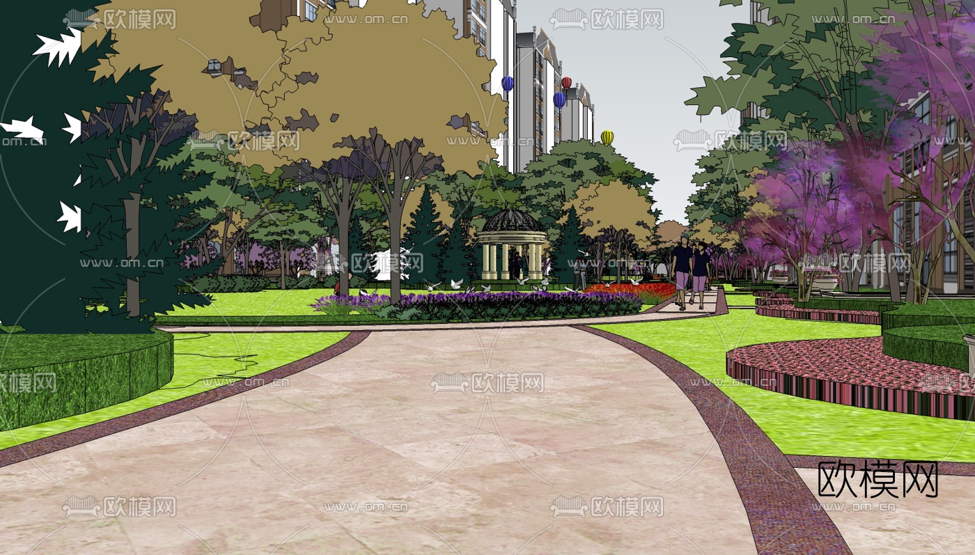 欧式园林景观su模型下载（渲染图1）