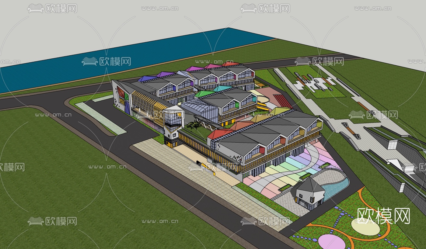 现代幼儿园su模型下载（渲染图4）