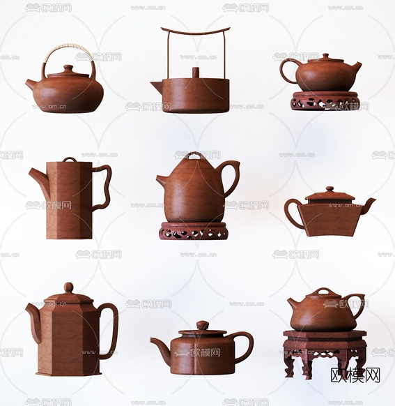 中式茶壶茶具3d模型下载