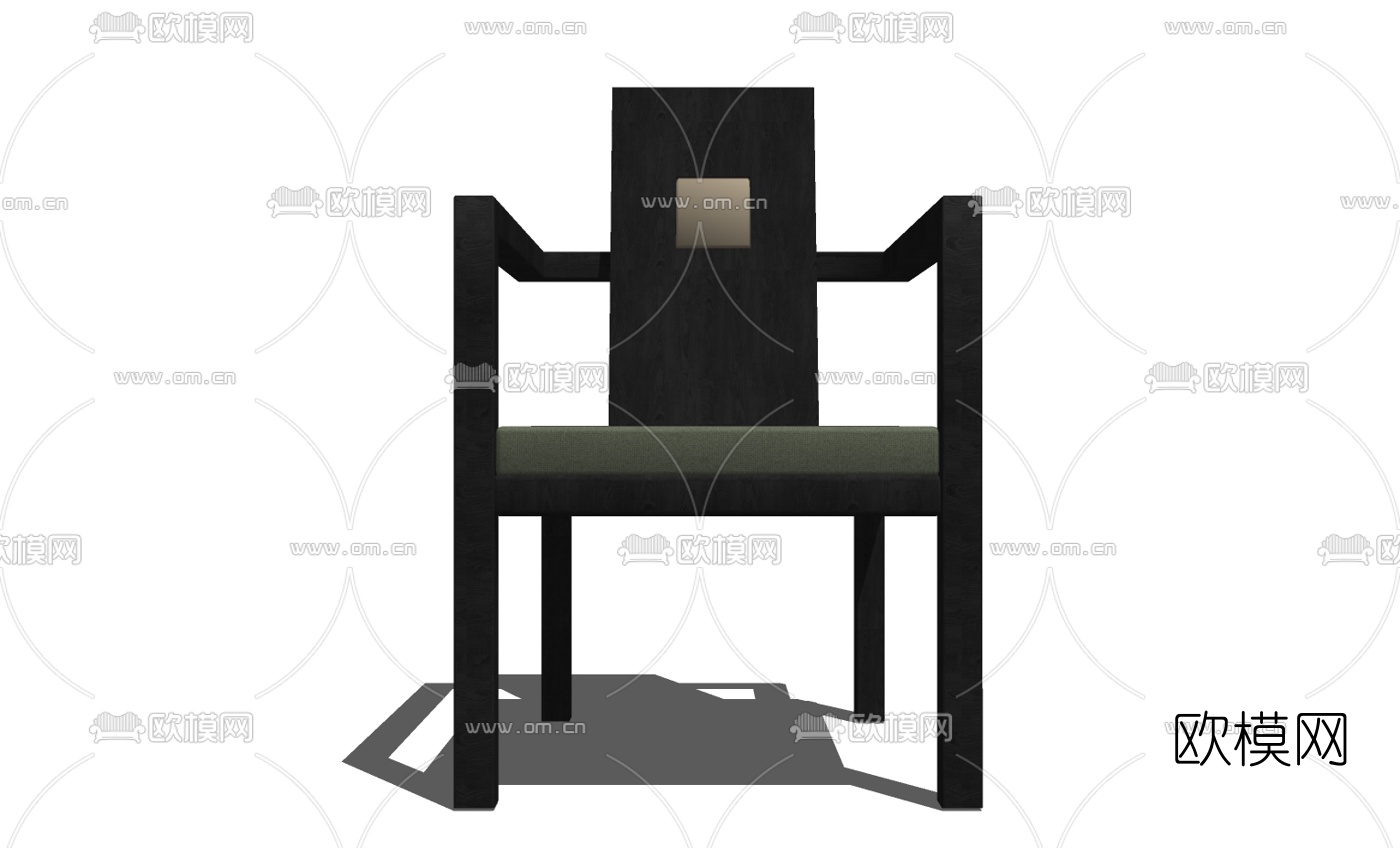 新中式实木单椅免费su模型下载