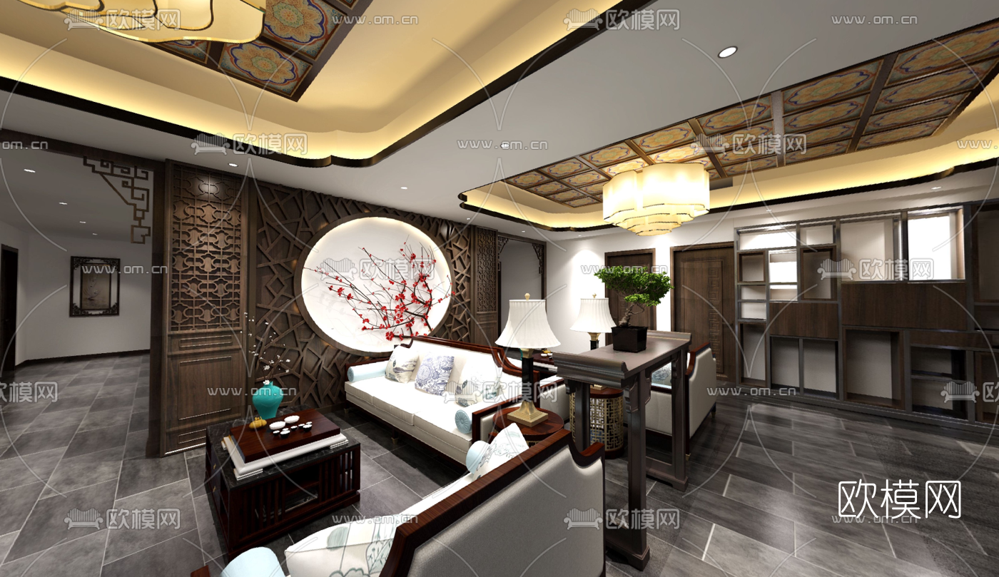 新中式中医疗养馆会所免费3d模型