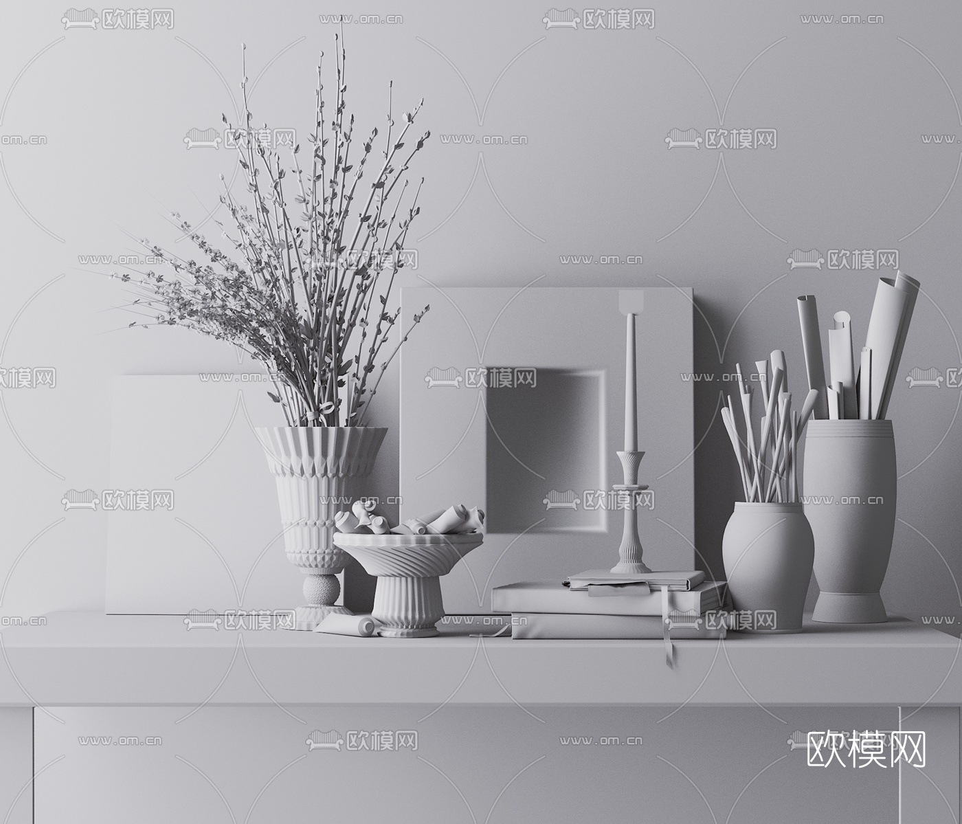 现代陈设品摆件组合3d模型