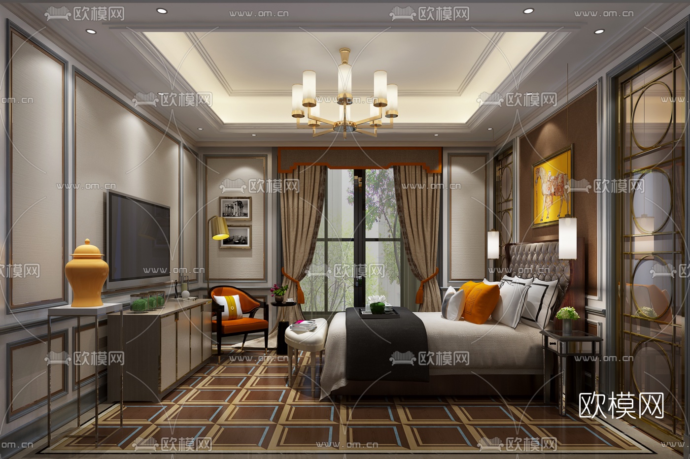 后现代卧室主人房3D模型