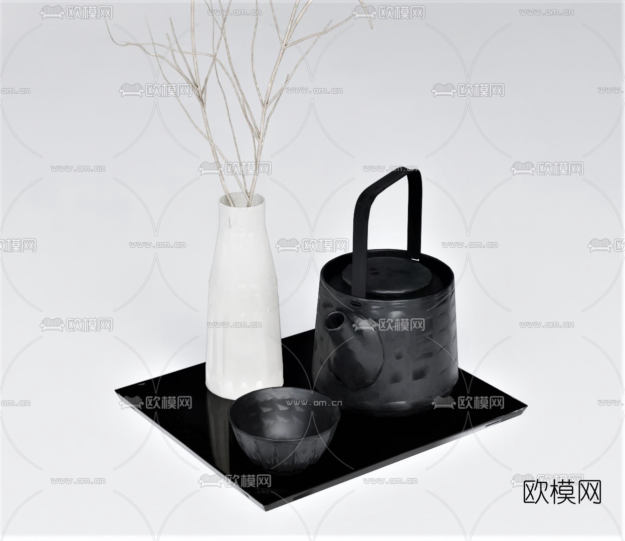 现代茶具茶壶su模型下载（渲染图1）