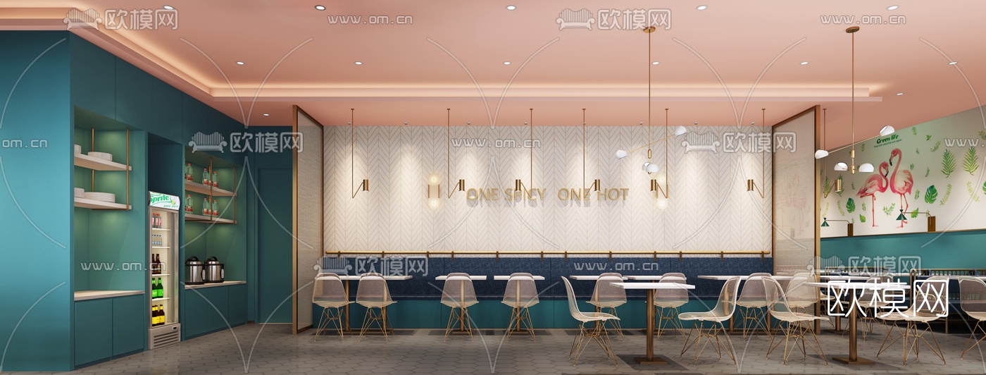 现代茶餐厅3d模型下载（渲染图2）