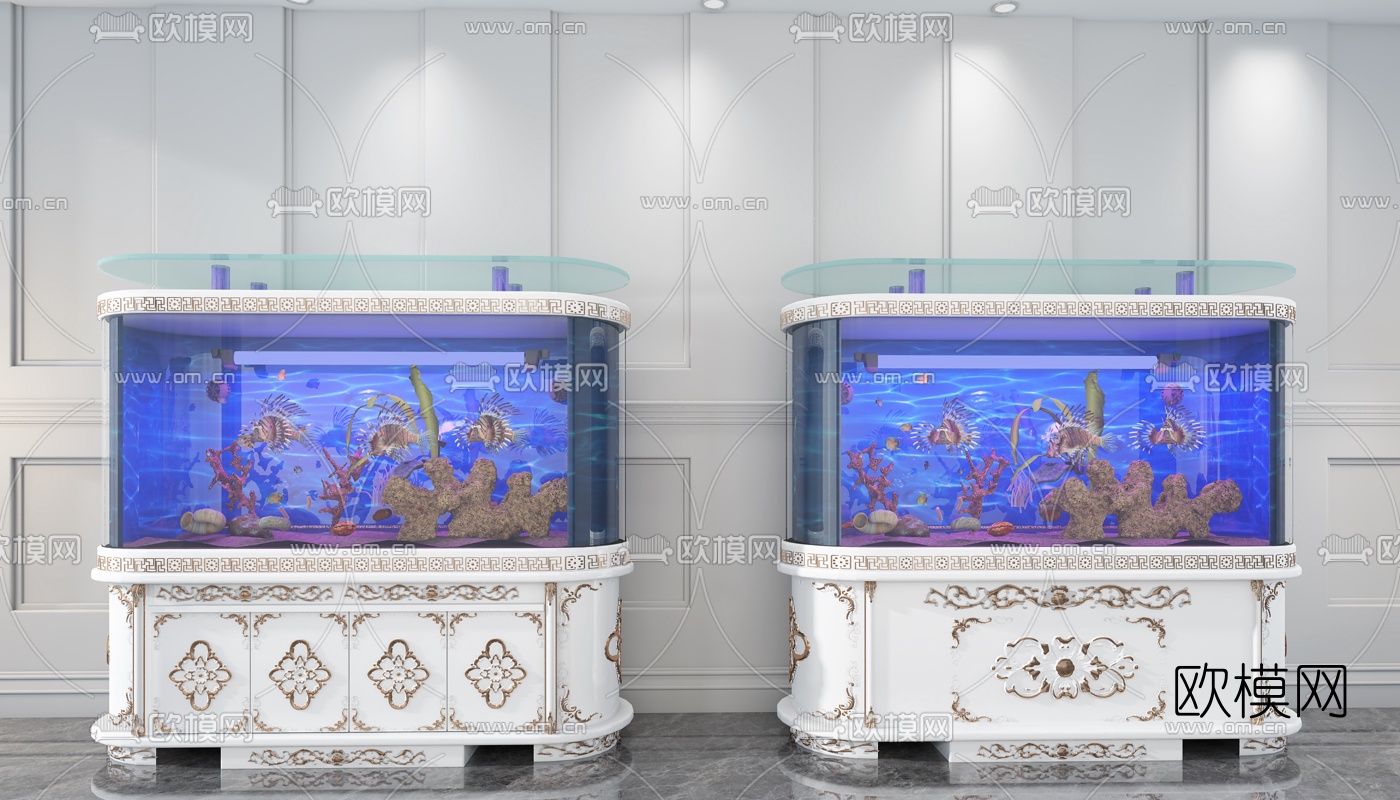 欧式鱼缸水族组合3D模型