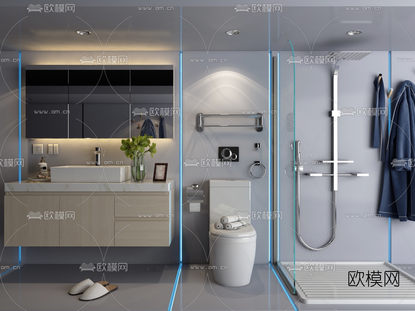 现代浴室卫生间3D模型