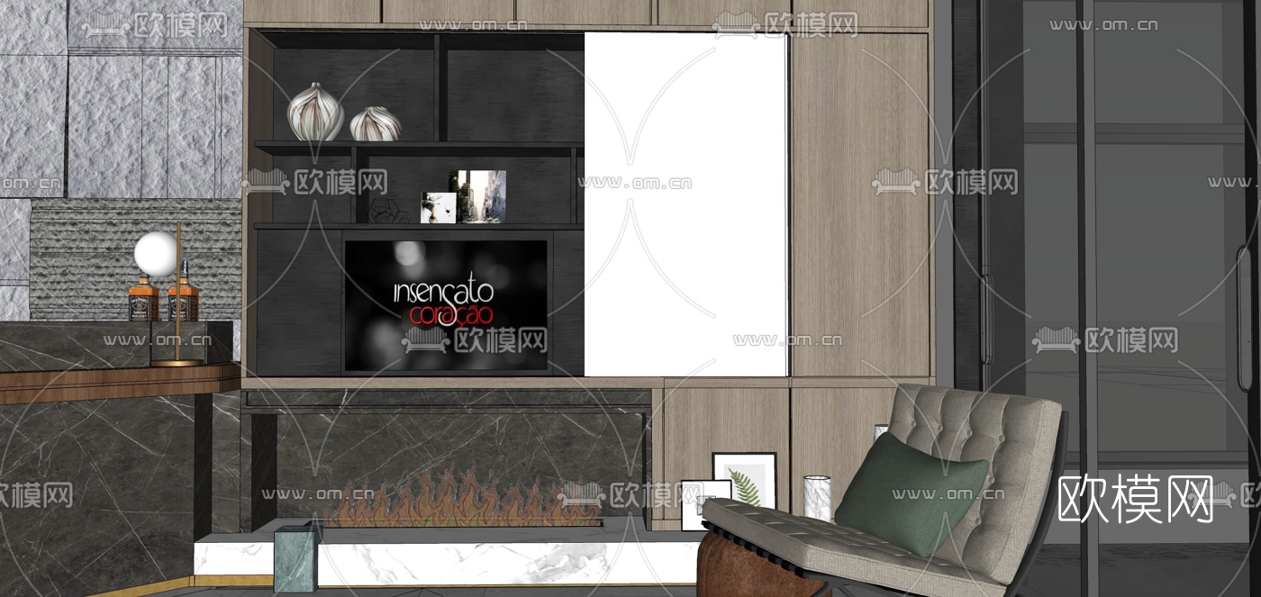 现代轻奢客餐厅su模型下载（渲染图14）