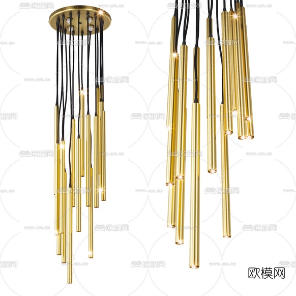 现代金属吊灯3d模型下载(渲染图2)