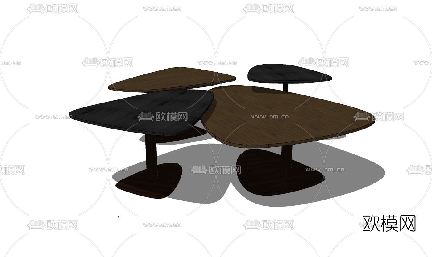 现代实木边几组合免费su模型下载（渲染图1）