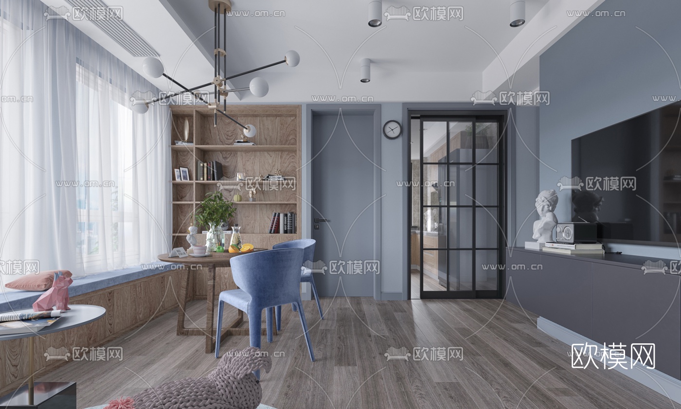 北欧客厅3d模型下载（渲染图2）