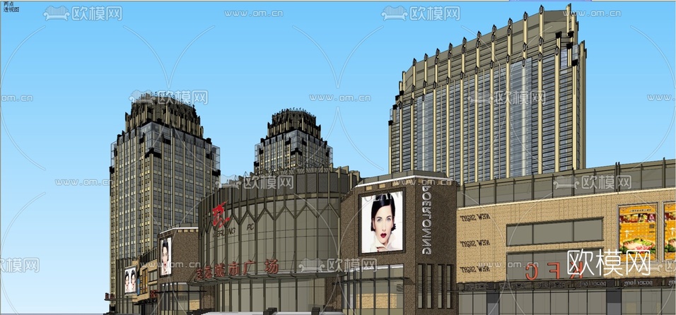 新古典酒店商业综合体su模型下载(渲染图5)