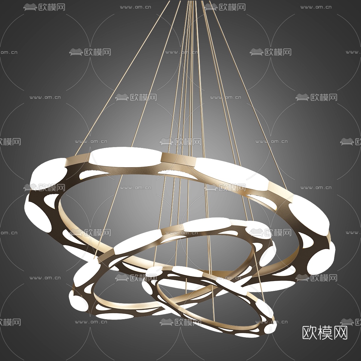 后现代金属环形吊灯3D模型-免费3dmax模型库-欧模网