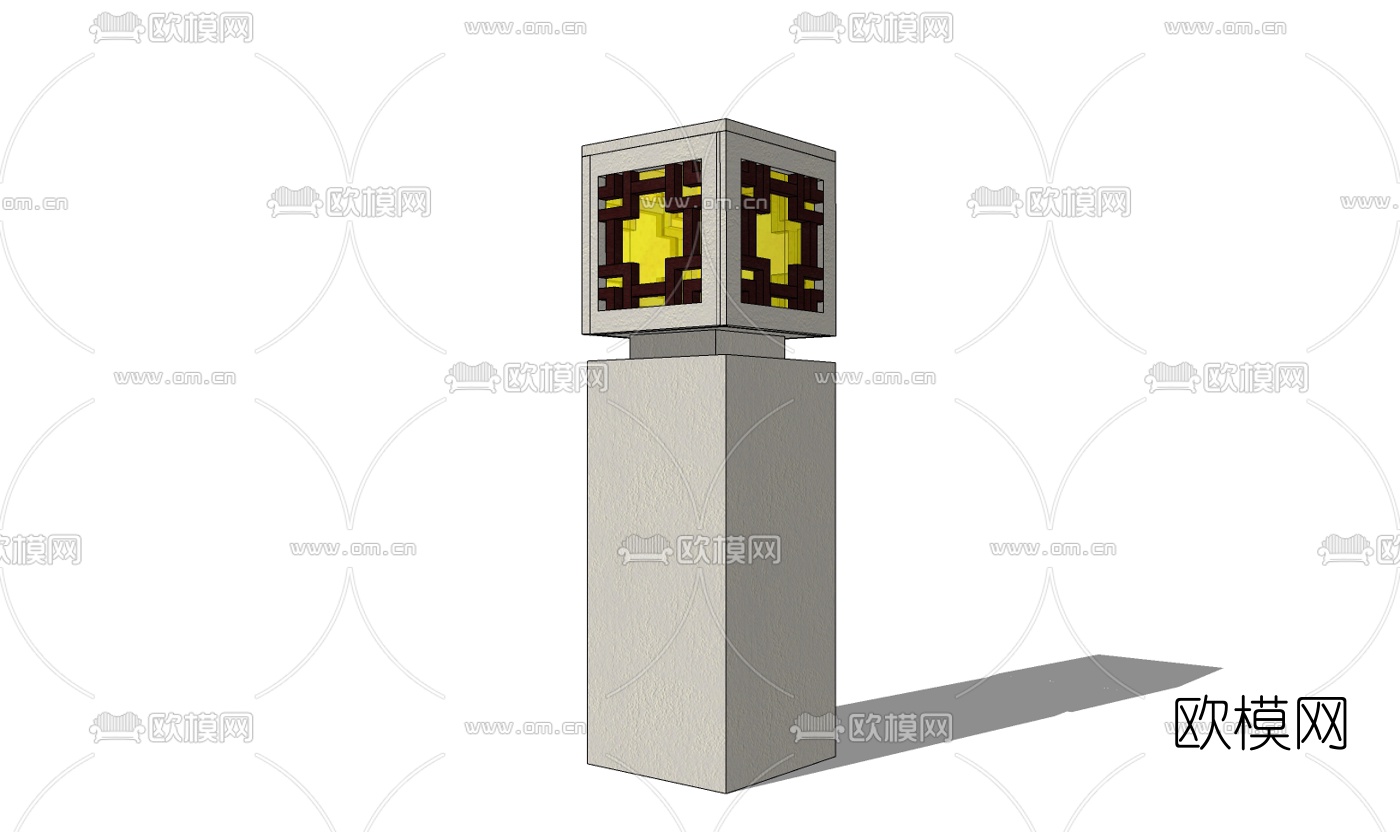 中式草坪灯免费su模型下载