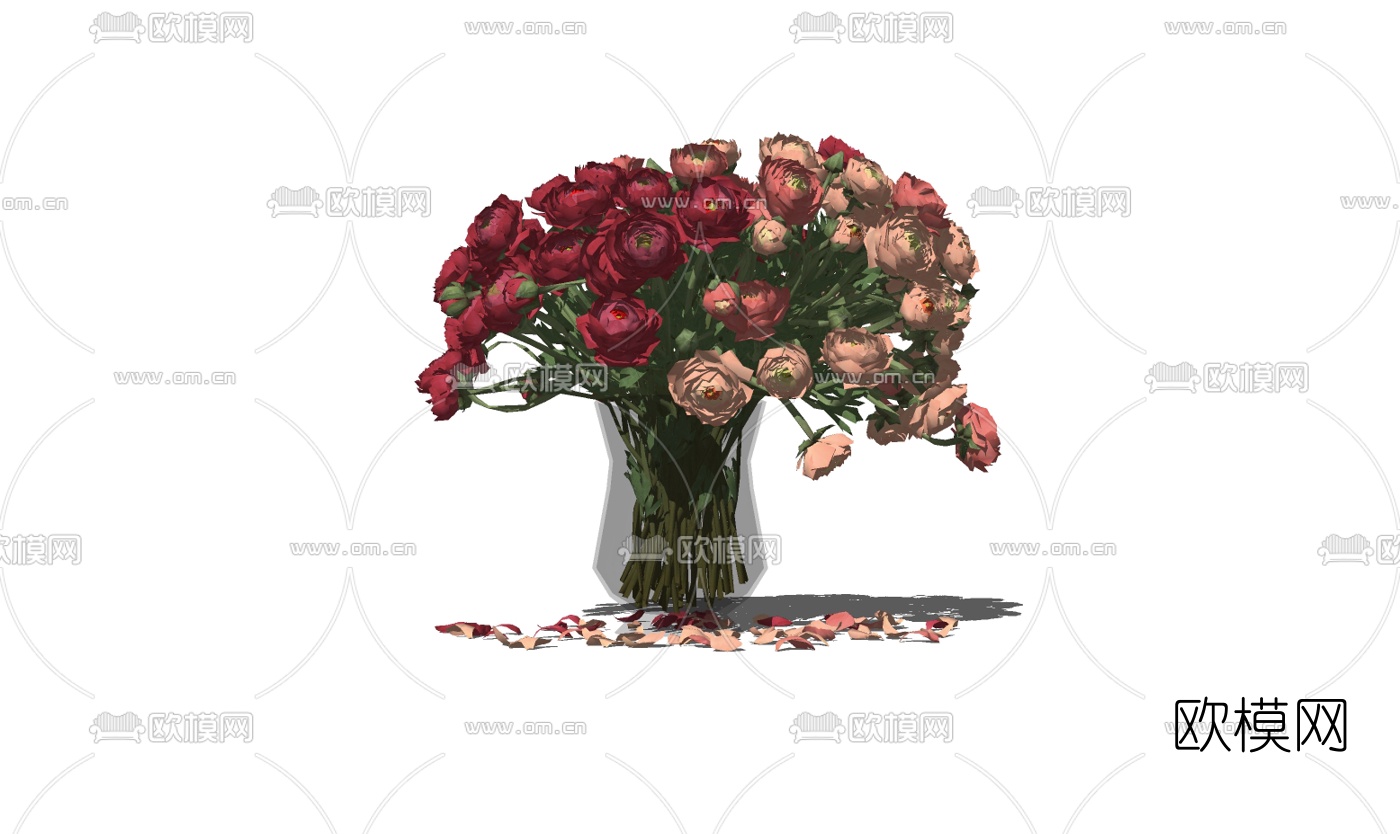 现代花瓶花卉su模型