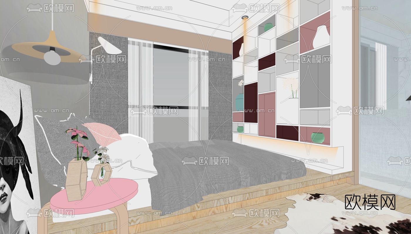 北欧客餐厅su模型下载（渲染图9）