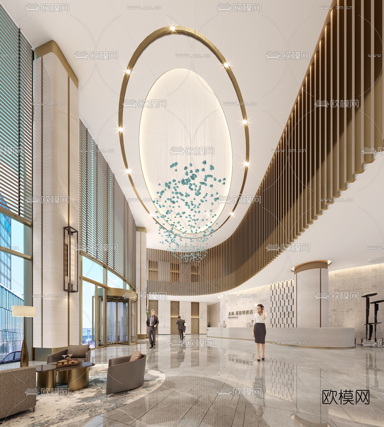 现代轻奢酒店大堂3d模型