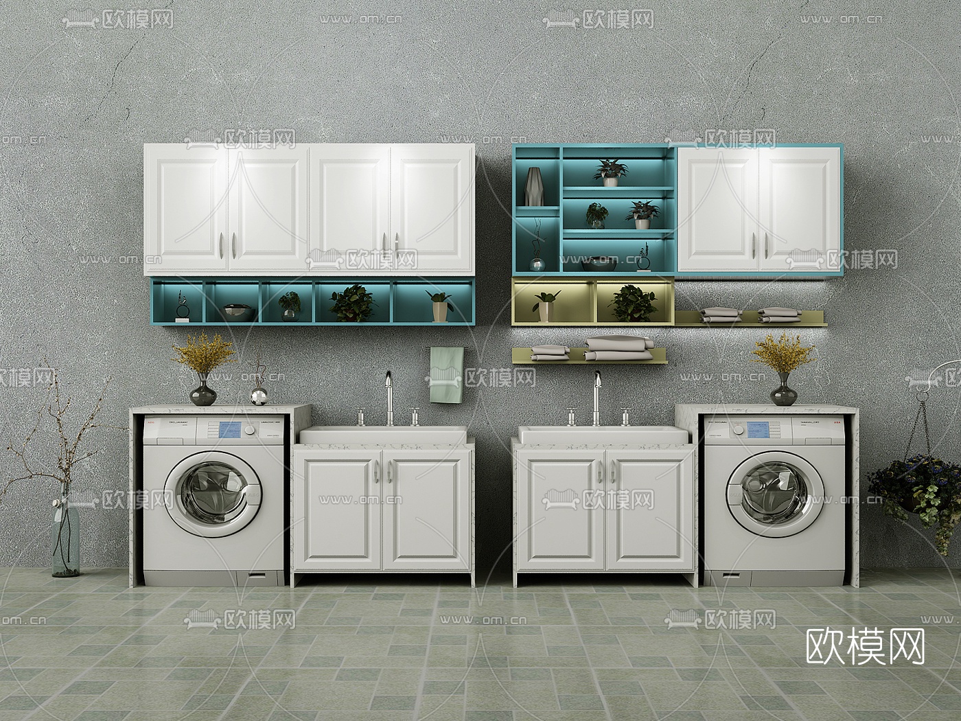 北欧洗衣机台盆装饰柜3d模型下载