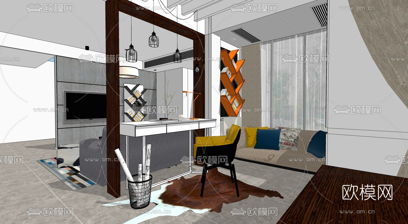 北欧客厅su模型
