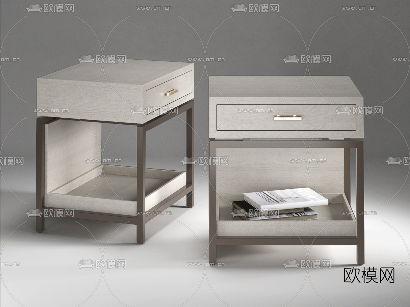 现代实木床头柜3d模型下载（渲染图1）