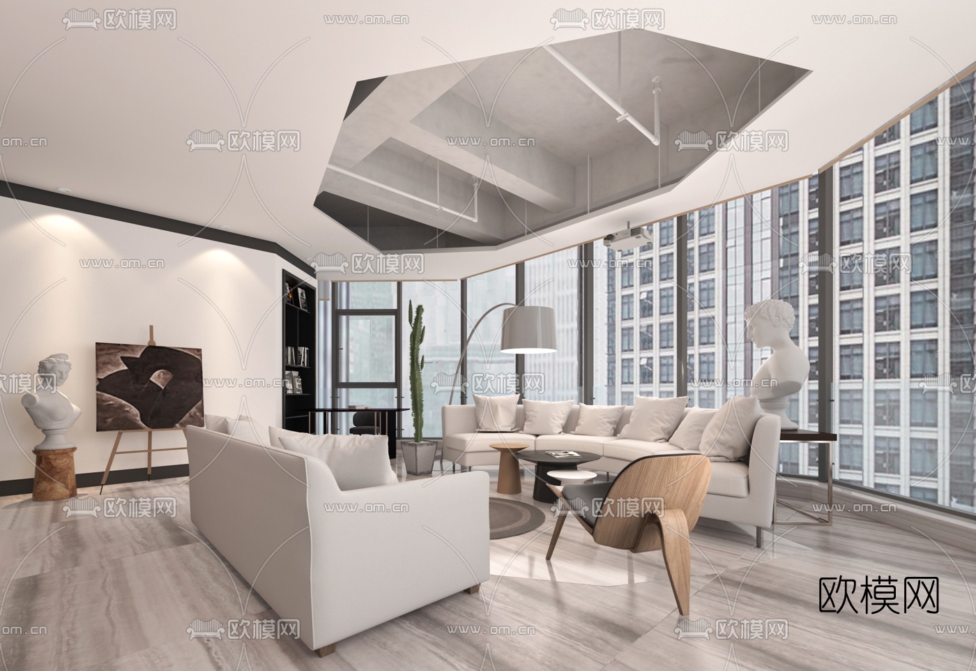 沈墨设计 现代办公休息区3d模型下载