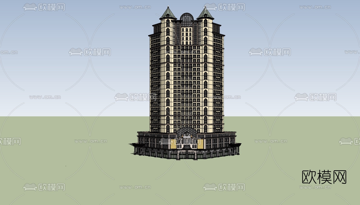 欧式古典酒店su模型下载（渲染图2）