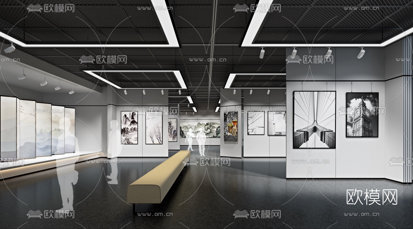 现代美术馆展厅3d模型下载