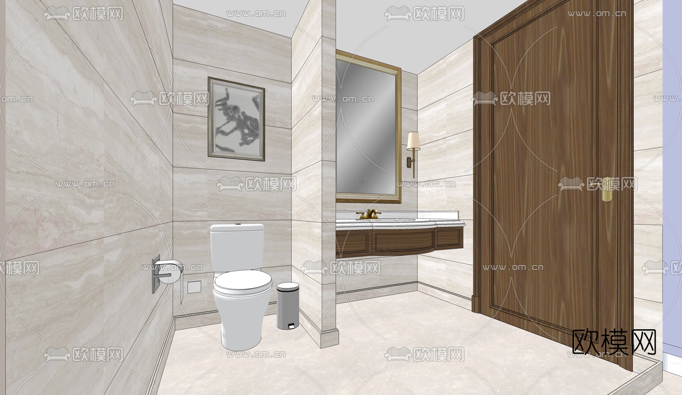 欧式电梯间会议室su模型下载（渲染图6）