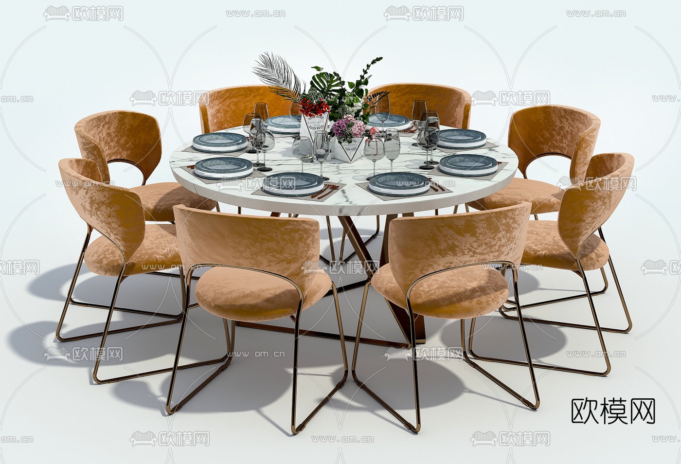 后现代餐桌椅3d模型下载
