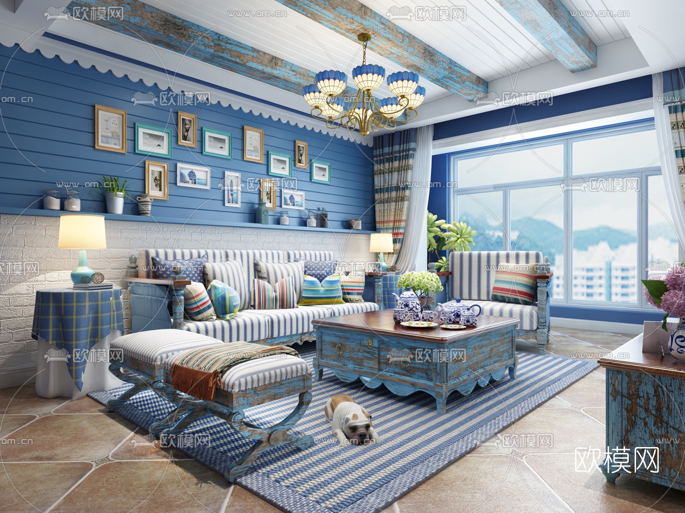 地中海客厅3D模型下载