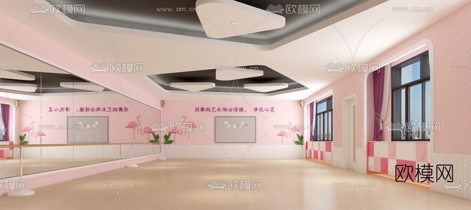 现代舞蹈教室3d模型下载(渲染图1)