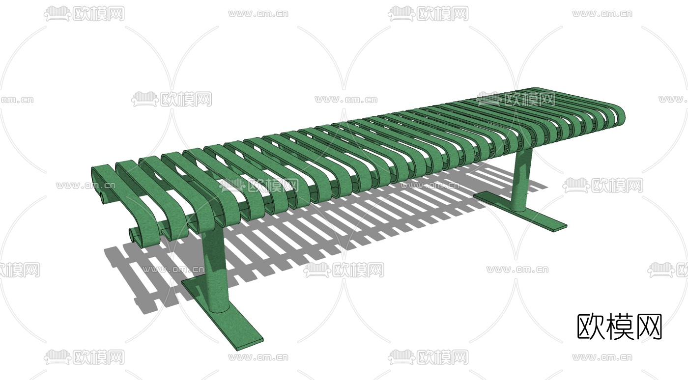 现代金属公用椅免费su模型下载（渲染图1）