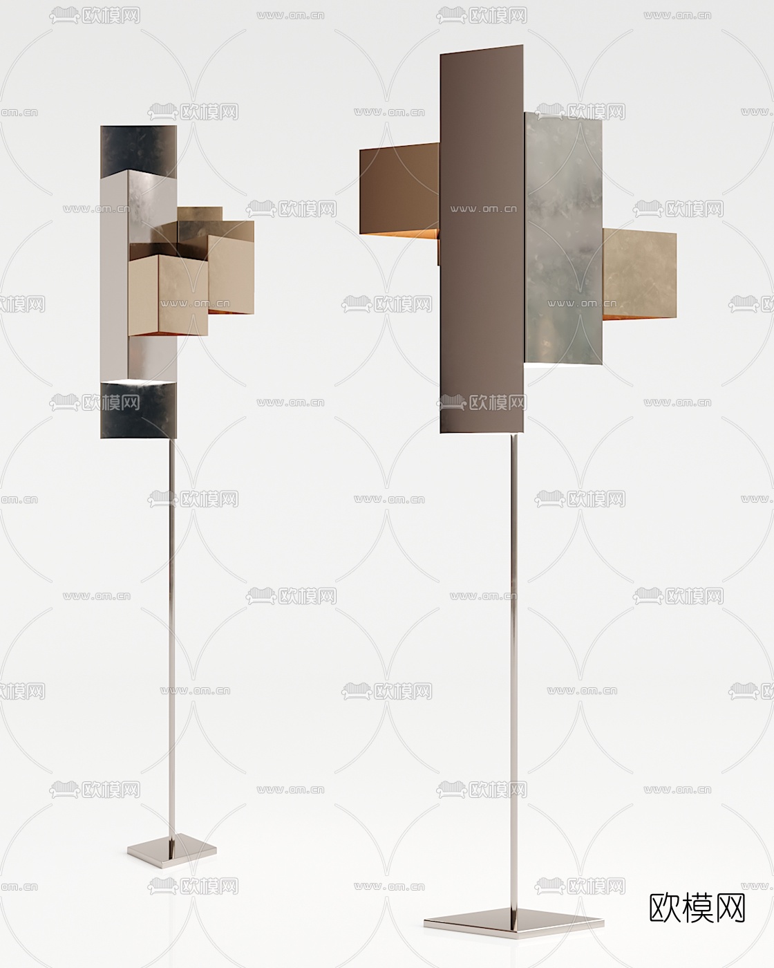 现代金属几何落地灯3d模型下载