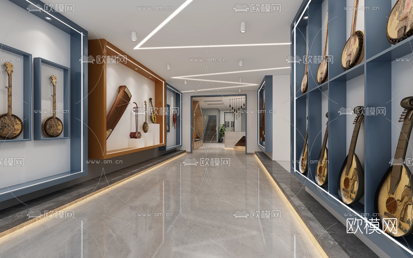 现代琴行专卖店3d模型