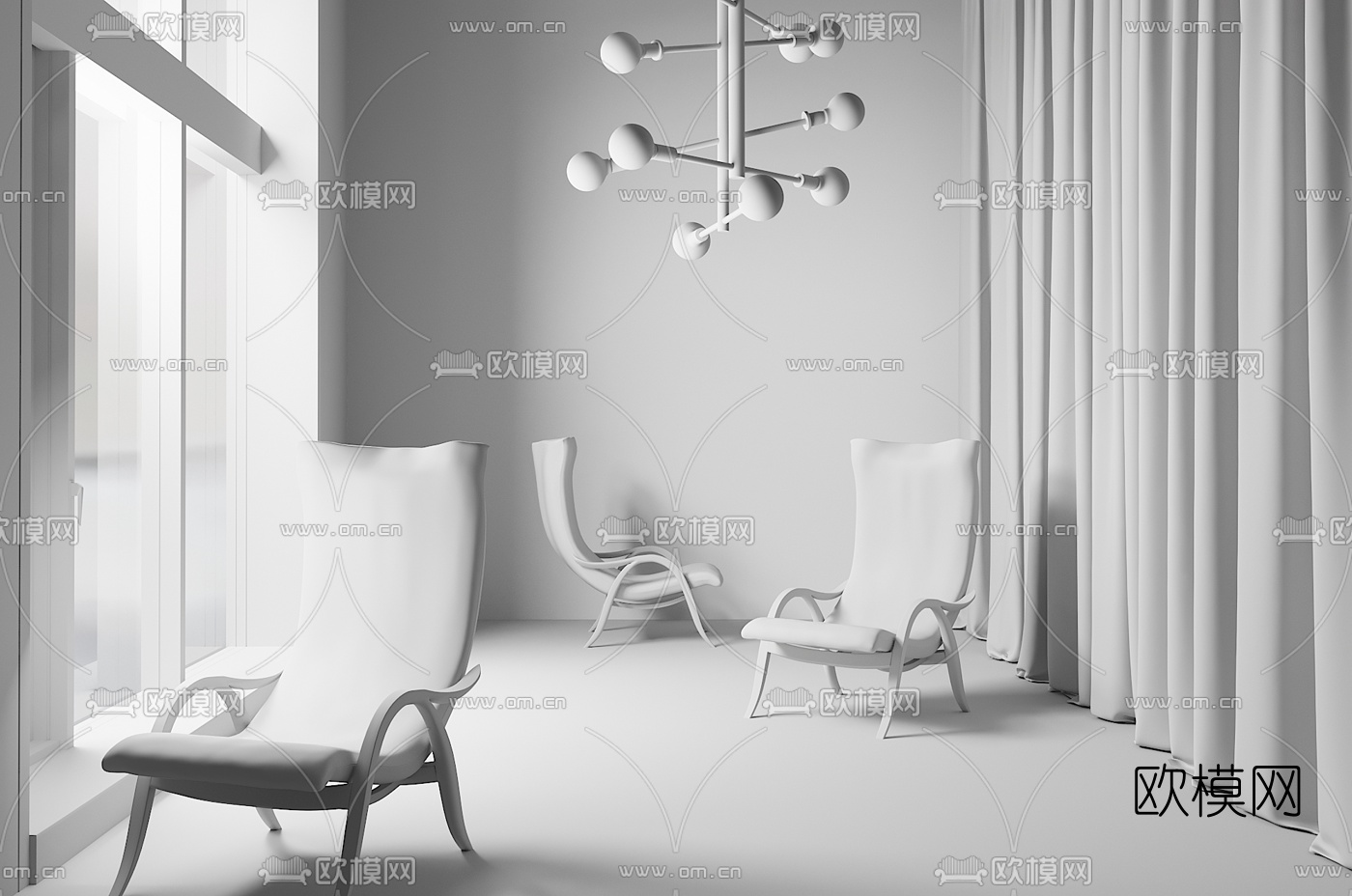 丹麦Carl Hansen & Son品牌 北欧单人沙发椅3d模型