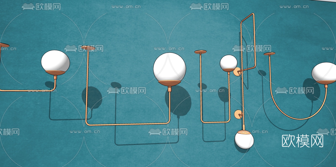 现代金属壁灯吊灯su模型下载（渲染图2）