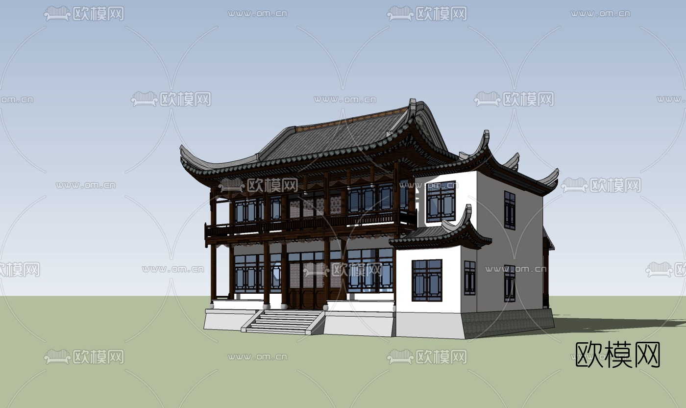 中式民俗客栈su模型下载（渲染图3）