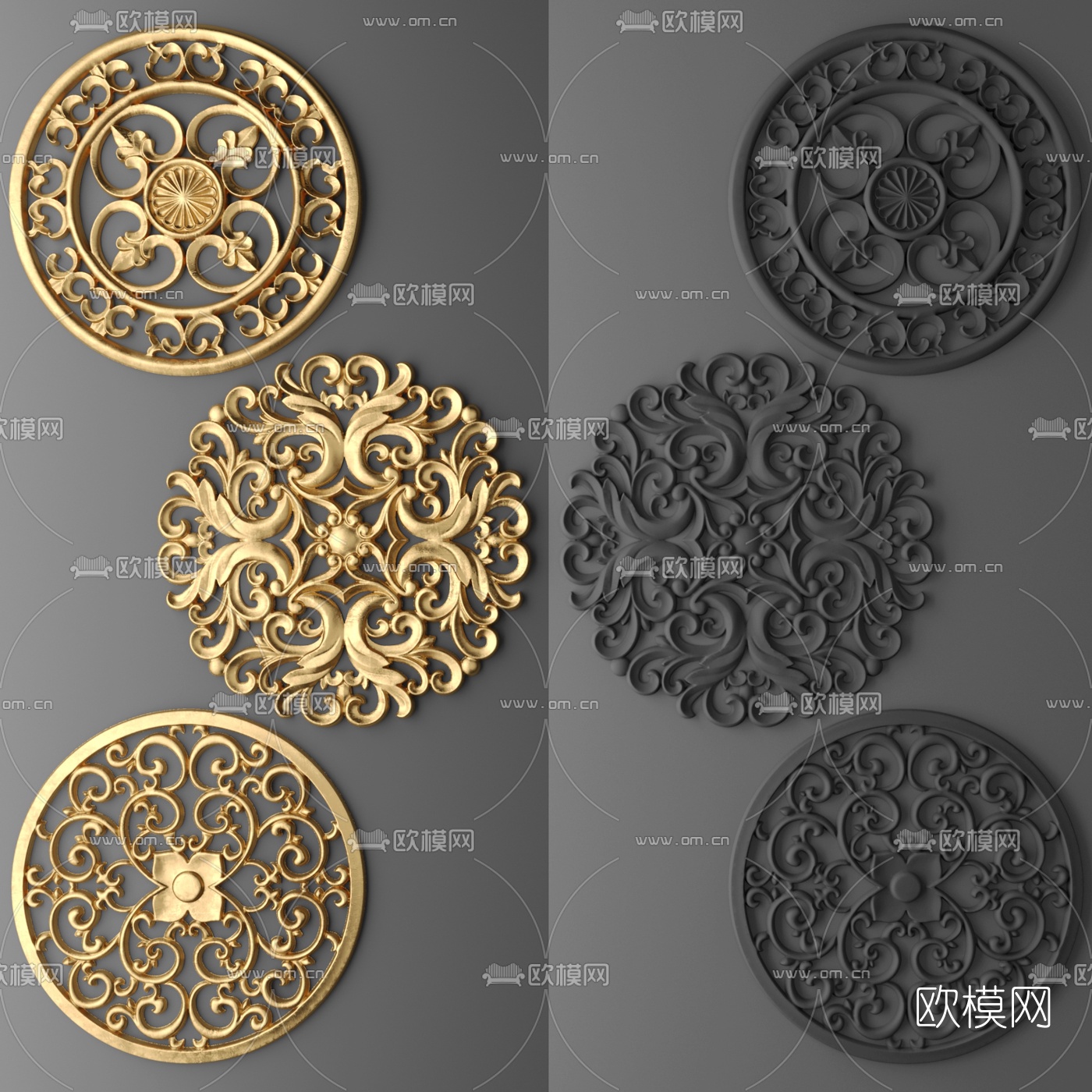 欧式金属雕花3d模型下载_ID10396047_3dmax免费模型-欧模网