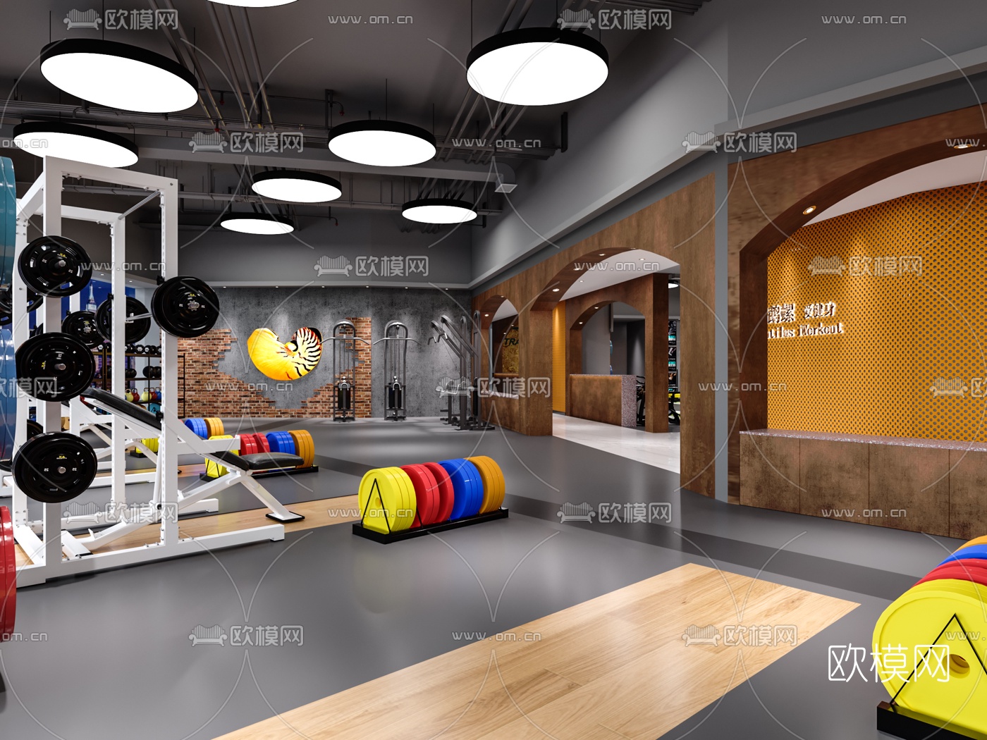 工业风健身房3d模型