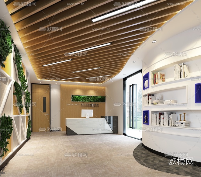 现代儿童培训机构前台大厅3d模型下载(渲染图1)