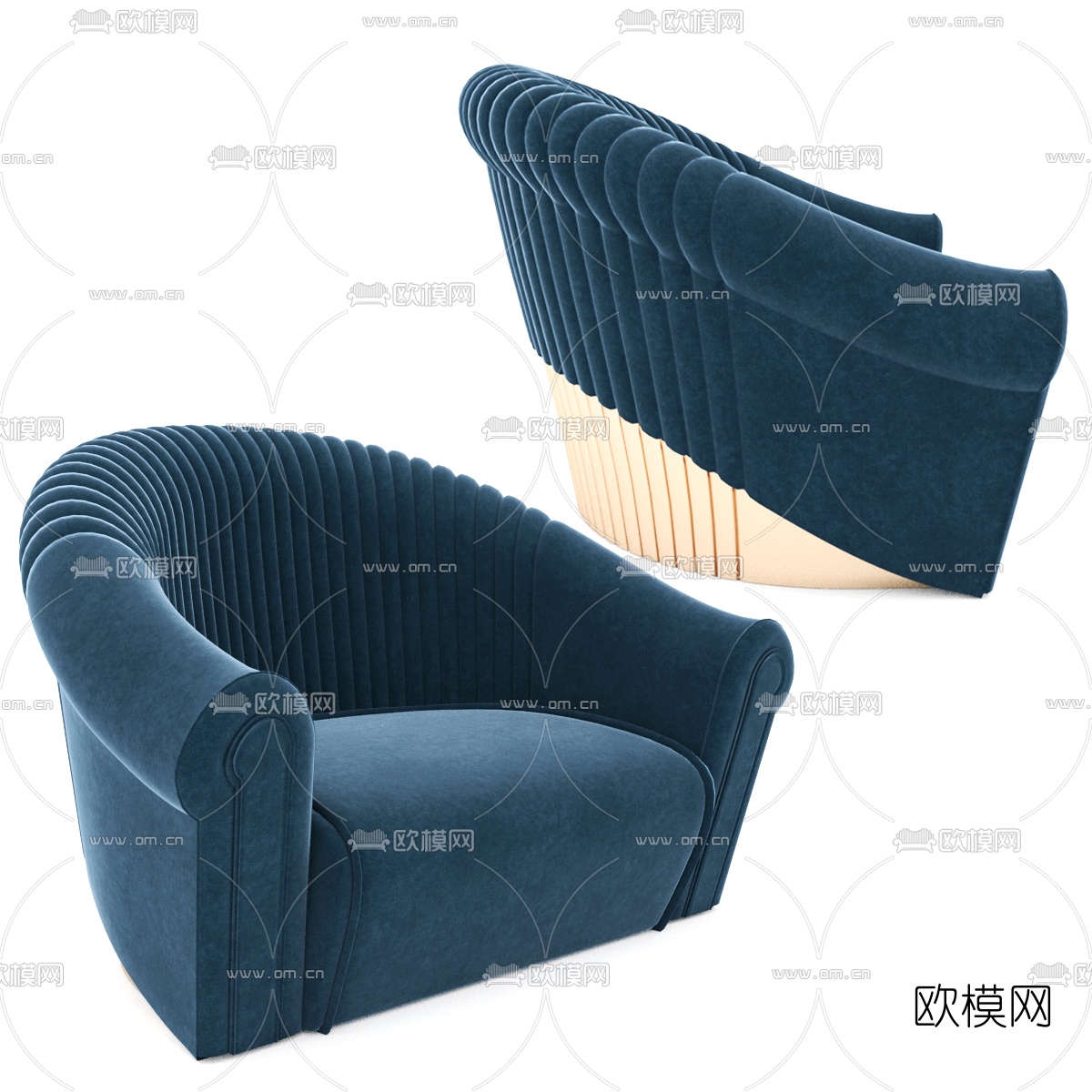 现代绒布单人沙发3d模型下载