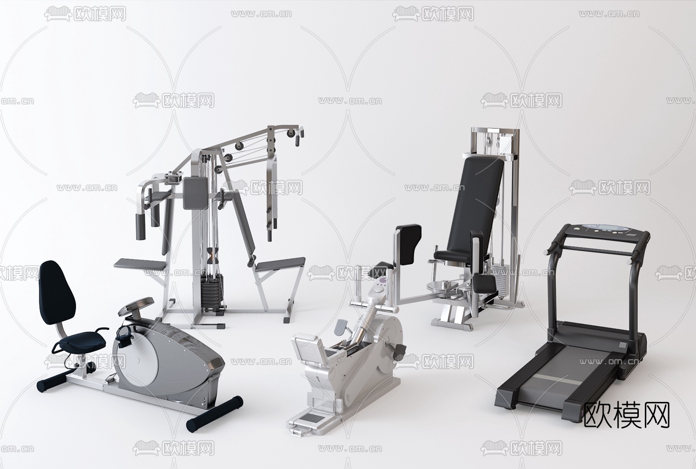 现代健身器材3d模型下载