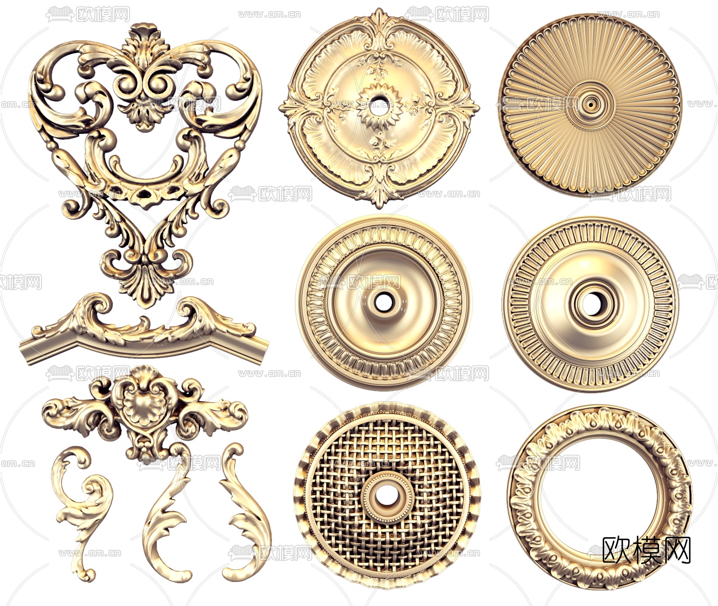 欧式雕花圆盘3d模型下载